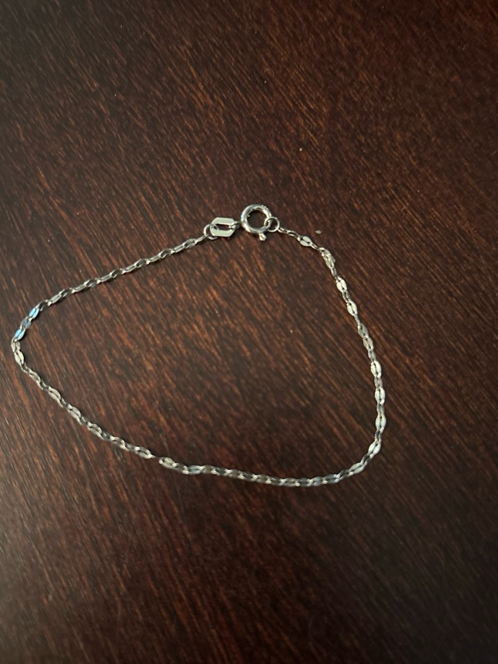 10 k white gold Delicate Silver Twist Chain Bracelet for Women
